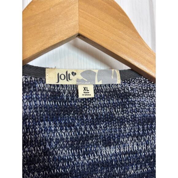 Jolt Women XL Shawl Blue and Navy Lagenlook Fringe Casual Chic - Picture 5 of 8